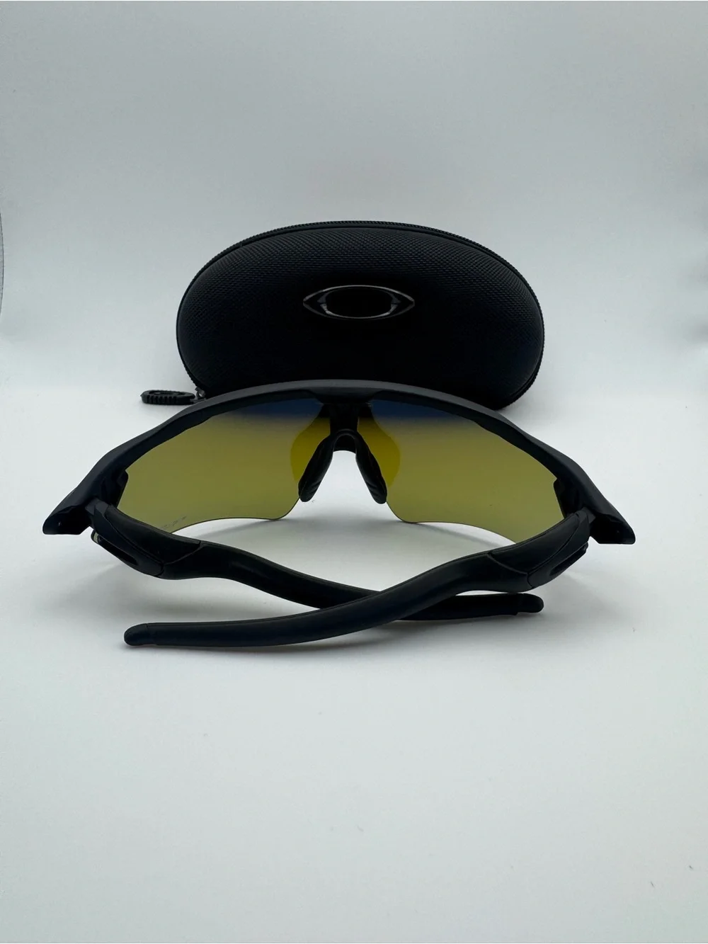 Oakley Radar Matte Black Sunglasses with Blue-Orange Iridium Lens